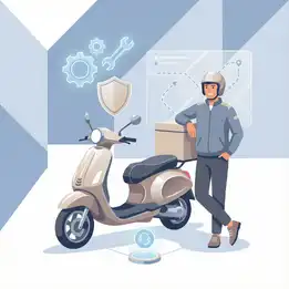 Clipart of male delivery bike rider of NSD standing with delivery bike